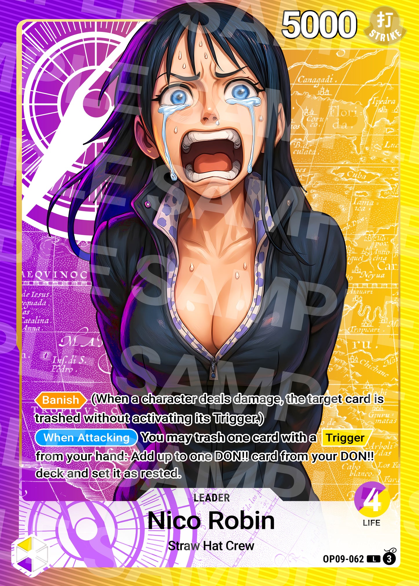 One Piece Custom Leader OP09 P/Y Nico Robin card