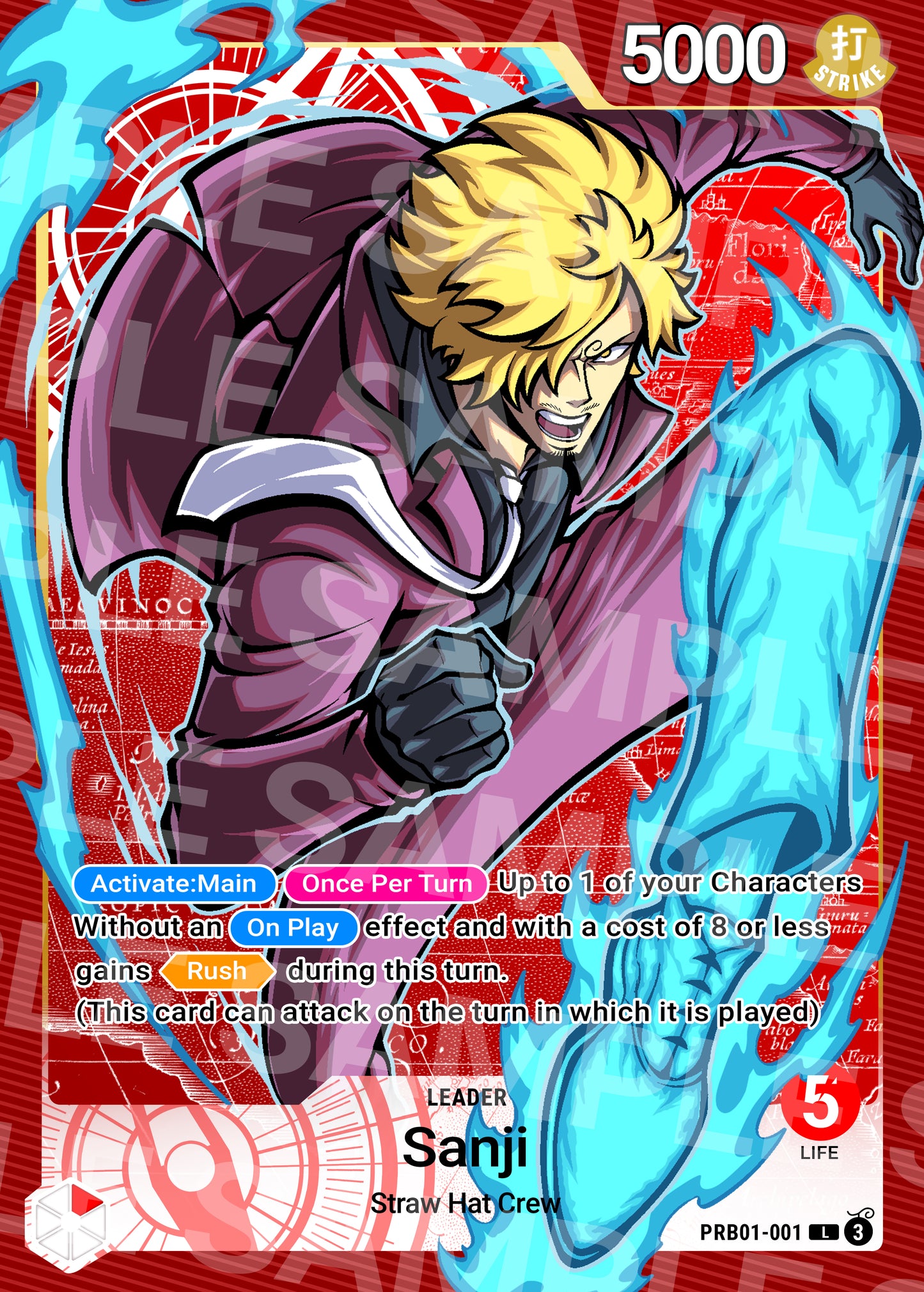 One Piece Custom Leader PRB01 R Sanji card