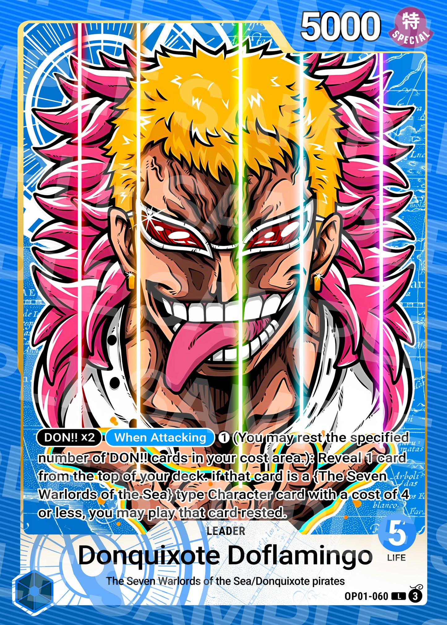One Piece Custom Leader OP01 B Donquixote Doflamingo Card