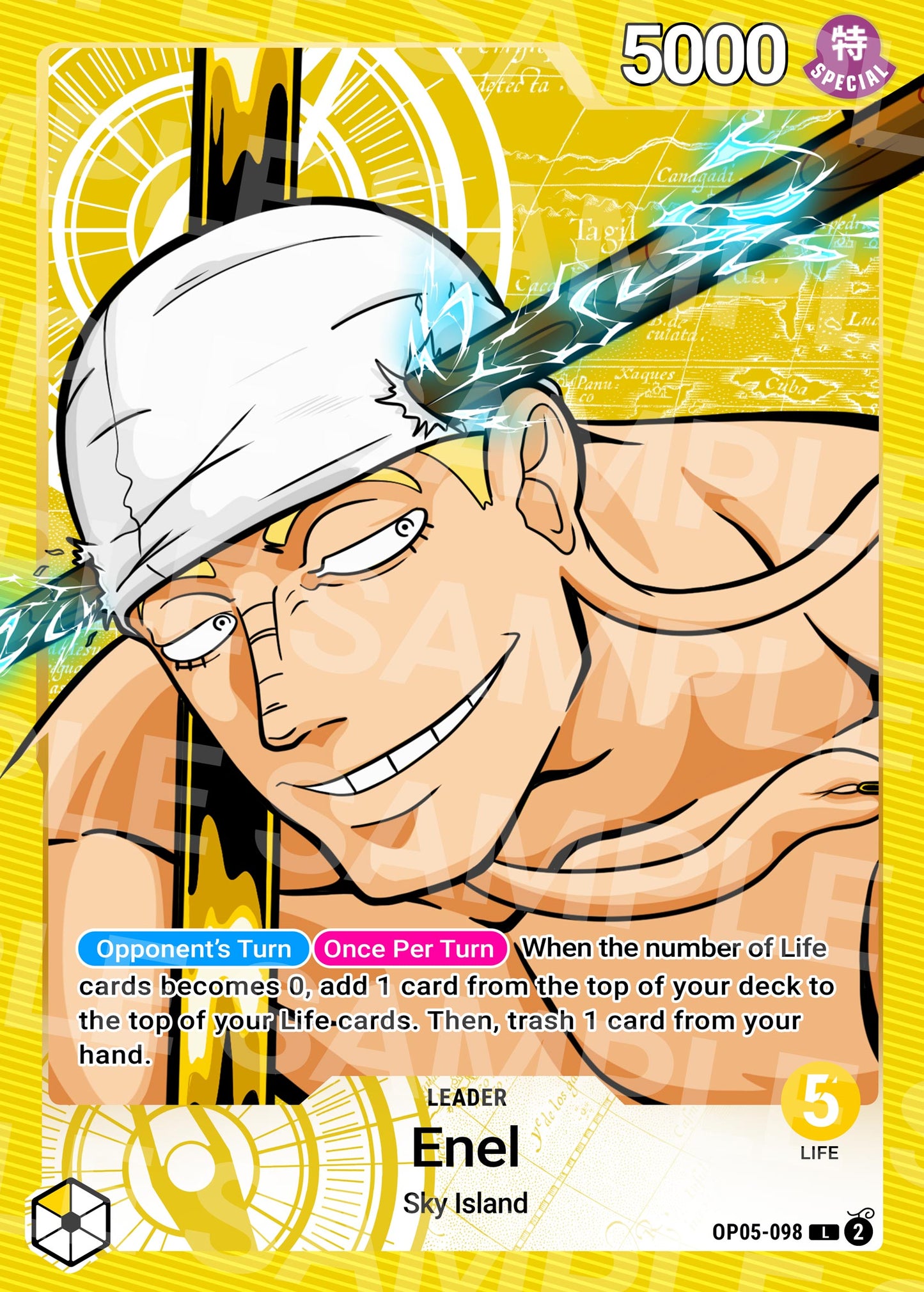 One Piece Custom Leader OP05 Y Enel card